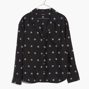 Madewell Silk Shirt in Bloom Dot - black and white silk blouse